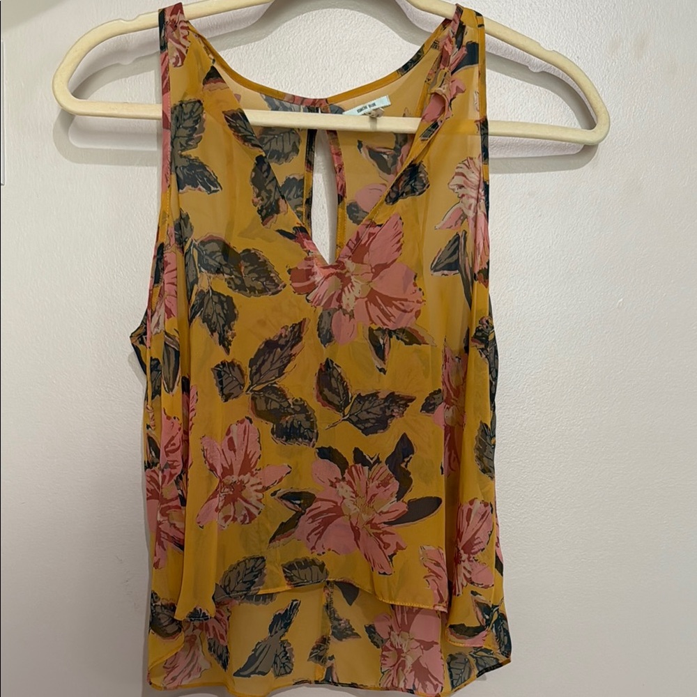 Asymmetrical Yellow and Pink Tank Top